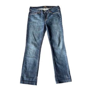 7 For All Mankind Blue BootCut Casual boho Solid Denim Jeans. Size 28
